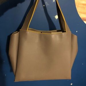 Zara Tote in Grey with Yellow Lining